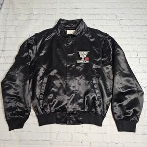 Vintage 1989 Leonard Duran III Mirage Las Vegas Satin Bomber Jacket Black Mens M